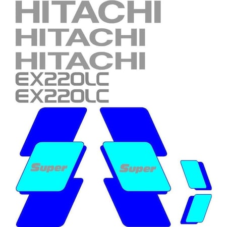 Aftermarket Hitachi EX220LC Excavator Decal Set with Super Decals HTEX220LC-3DECALSET